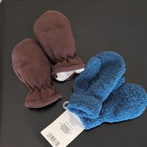 Cozy Kids Mittens Set - Blue and Brown